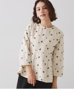 OPAQUE.CLIP / オペーク ドット クリップ シャツ・ブラウス | フラワー刺繍ペプラムブラウス【洗濯機OK】