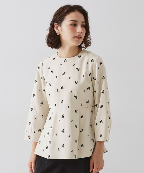 OPAQUE.CLIP / オペーク ドット クリップ シャツ・ブラウス | フラワー刺繍ペプラムブラウス【洗濯機OK】 | 詳細9