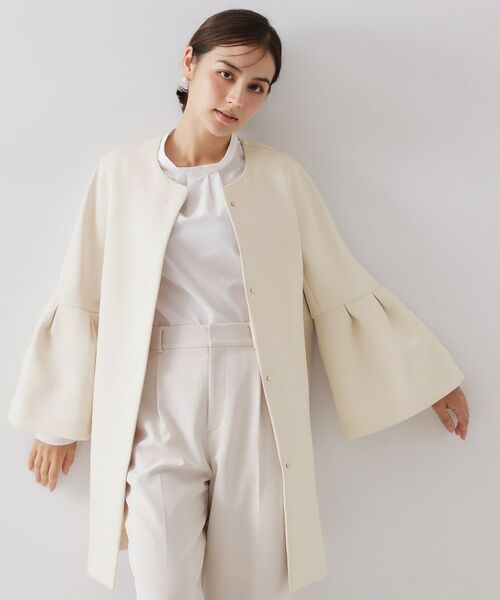 OPAQUE.CLIP / オペーク ドット クリップ その他アウター | フレアスリーブミドルコート【洗濯機OK】(オフホワイト(003))