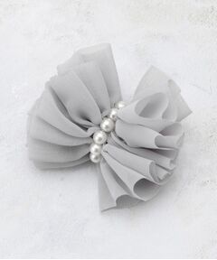 OPAQUE.CLIP / オペーク ドット クリップ ブローチ・コサージュ | シフォン×フェイクパール リボン型コサージュ