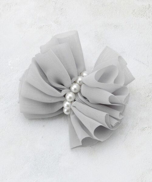 OPAQUE.CLIP / オペーク ドット クリップ ブローチ・コサージュ | シフォン×フェイクパール リボン型コサージュ | 詳細1
