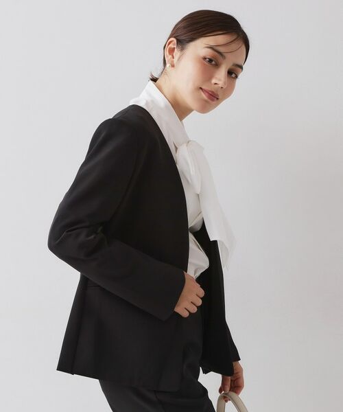 OPAQUE.CLIP / オペーク ドット クリップ ノーカラージャケット | ≪通勤・セレモニー/セットアップ対応≫ Vネックジャケット/ダブルクロス【洗濯機OK】 | 詳細1