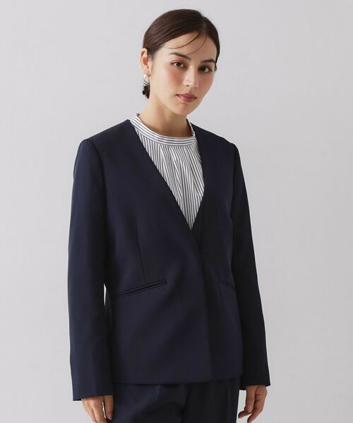 OPAQUE.CLIP / オペーク ドット クリップ ノーカラージャケット | ≪通勤・セレモニー/セットアップ対応≫ Vネックジャケット/ダブルクロス【洗濯機OK】 | 詳細13