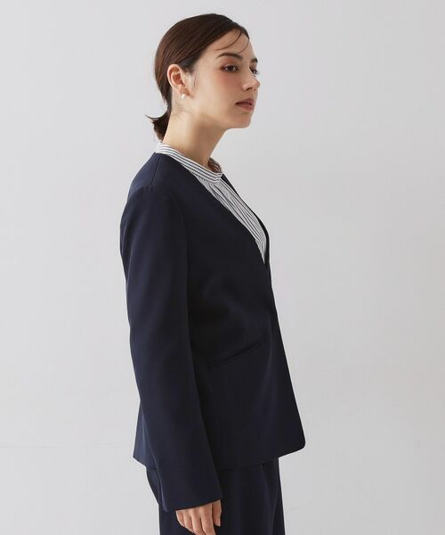 OPAQUE.CLIP / オペーク ドット クリップ ノーカラージャケット | ≪通勤・セレモニー/セットアップ対応≫ Vネックジャケット/ダブルクロス【洗濯機OK】 | 詳細14