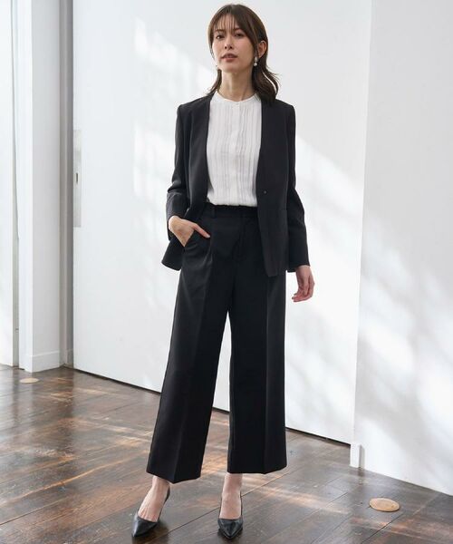 OPAQUE.CLIP / オペーク ドット クリップ ノーカラージャケット | ≪通勤・セレモニー/セットアップ対応≫ Vネックジャケット/ダブルクロス【洗濯機OK】 | 詳細24