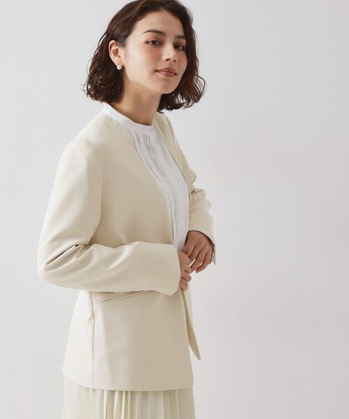 OPAQUE.CLIP / オペーク ドット クリップ ノーカラージャケット | ≪通勤・セレモニー/セットアップ対応≫ Vネックジャケット/ダブルクロス【洗濯機OK】 | 詳細5