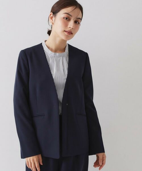 OPAQUE. CLIP/オペーク ドット クリップ ≪通勤・セレモニー/セットアップ対応≫ Vネックジャケット/ダブルクロス【洗濯機OK】 ネイビー(094) 34(SS) OPAQUE. CLIP/オペーク ドット クリップ ≪通勤・セレモニー/セットアップ対応≫ Vネックジャケット/ダブルクロス【洗濯機OK】 ネイビー(094) 34(SS)