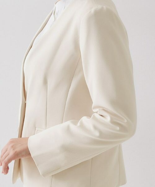 OPAQUE.CLIP / オペーク ドット クリップ ノーカラージャケット | ≪通勤・セレモニー/セットアップ対応≫ パイピングVネックジャケット【洗濯機OK】 | 詳細17