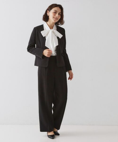 OPAQUE.CLIP / オペーク ドット クリップ ノーカラージャケット | ≪通勤・セレモニー/セットアップ対応≫ パイピングVネックジャケット【洗濯機OK】 | 詳細2