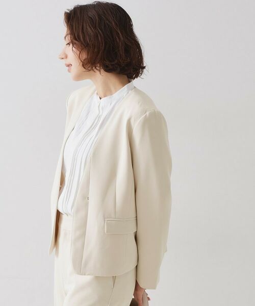 OPAQUE.CLIP / オペーク ドット クリップ ノーカラージャケット | ≪通勤・セレモニー/セットアップ対応≫ パイピングVネックジャケット【洗濯機OK】 | 詳細5