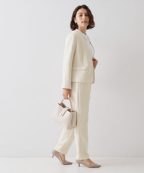 OPAQUE.CLIP / オペーク ドット クリップ ノーカラージャケット | ≪通勤・セレモニー/セットアップ対応≫ パイピングVネックジャケット【洗濯機OK】 | 詳細6