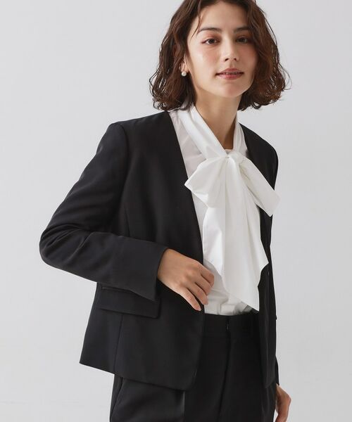 OPAQUE. CLIP/オペーク ドット クリップ ≪通勤・セレモニー/セットアップ対応≫ パイピングVネックジャケット【洗濯機OK】 ブラック(019) 36(S) OPAQUE. CLIP/オペーク ドット クリップ ≪通勤・セレモニー/セットアップ対応≫ パイピングVネックジャケット【洗濯機OK】 ブラック(019) 36(S)