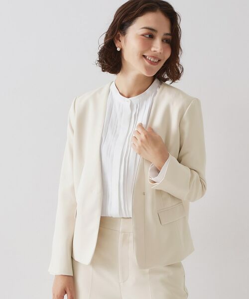 OPAQUE. CLIP/オペーク ドット クリップ ≪通勤・セレモニー/セットアップ対応≫ パイピングVネックジャケット【洗濯機OK】 ライトベージュ(051) 38(M) OPAQUE. CLIP/オペーク ドット クリップ ≪通勤・セレモニー/セットアップ対応≫ パイピングVネックジャケット【洗濯機OK】 ライトベージュ(051) 38(M)