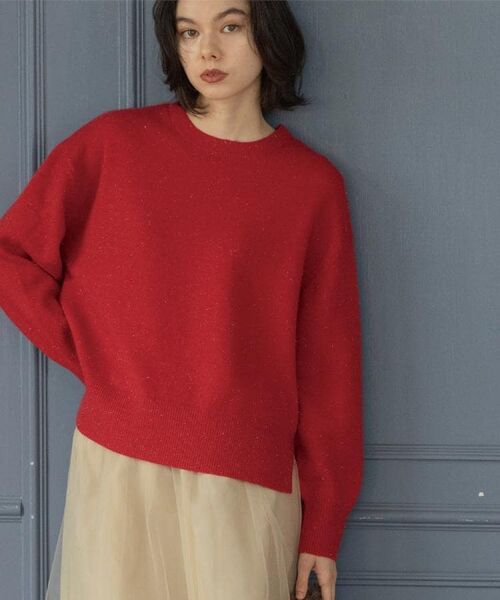 OPAQUE.CLIP / オペーク ドット クリップ ニット・セーター | きらきらクルーミドルゲージニット【洗濯機OK】(レッド(062))