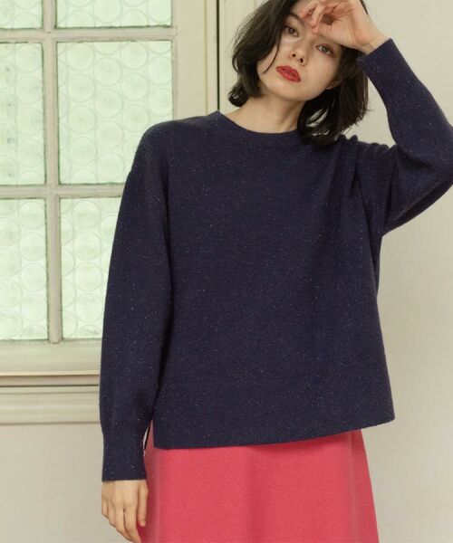 OPAQUE.CLIP / オペーク ドット クリップ ニット・セーター | きらきらクルーミドルゲージニット【洗濯機OK】(ネイビー(094))