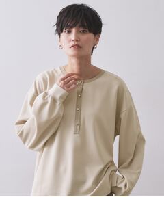 OPAQUE.CLIP / オペーク ドット クリップ カットソー | サテン使いヘンリーネックトップス【洗濯機OK】