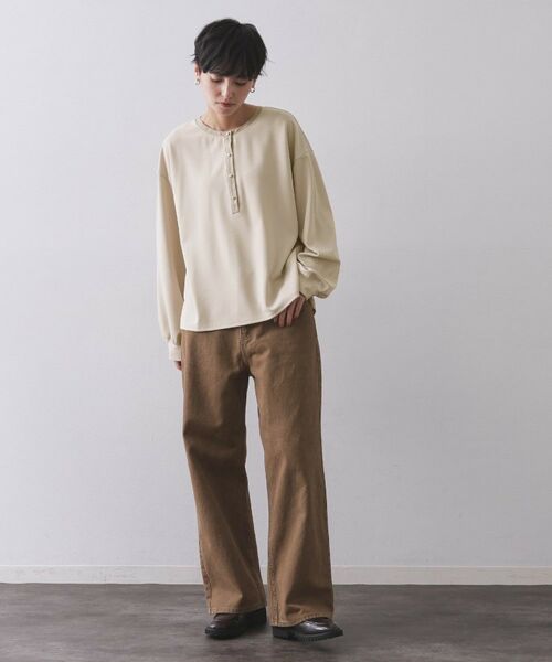 OPAQUE.CLIP / オペーク ドット クリップ カットソー | サテン使いヘンリーネックトップス【洗濯機OK】 | 詳細10