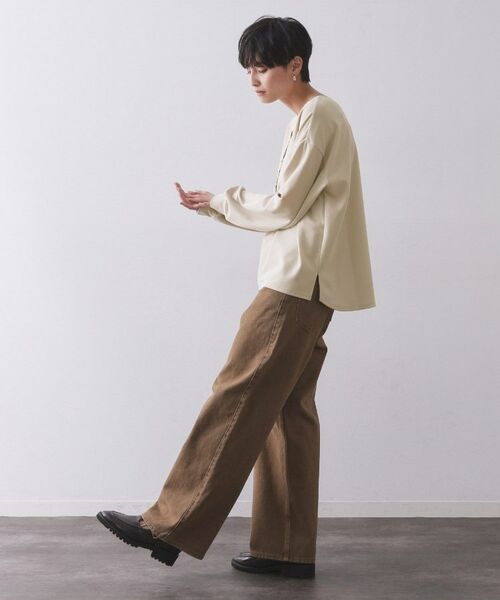 OPAQUE.CLIP / オペーク ドット クリップ カットソー | サテン使いヘンリーネックトップス【洗濯機OK】 | 詳細11