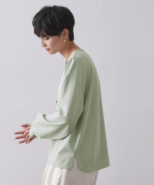 OPAQUE.CLIP / オペーク ドット クリップ カットソー | サテン使いヘンリーネックトップス【洗濯機OK】 | 詳細14