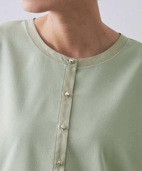 OPAQUE.CLIP / オペーク ドット クリップ カットソー | サテン使いヘンリーネックトップス【洗濯機OK】 | 詳細16