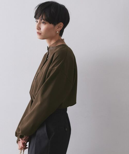 OPAQUE.CLIP / オペーク ドット クリップ カットソー | サテン使いヘンリーネックトップス【洗濯機OK】 | 詳細5