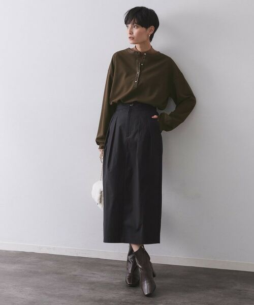 OPAQUE.CLIP / オペーク ドット クリップ カットソー | サテン使いヘンリーネックトップス【洗濯機OK】 | 詳細6