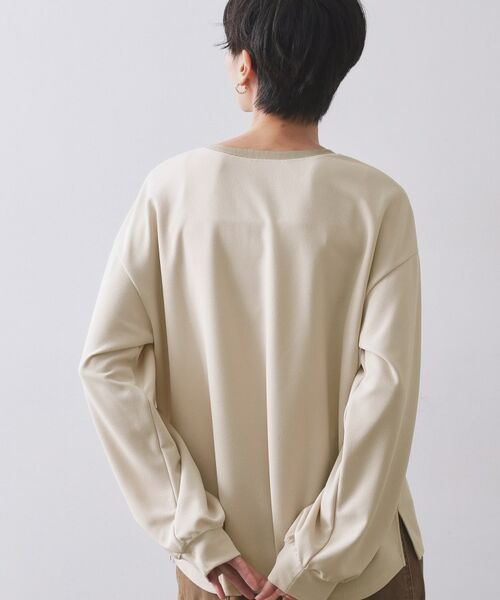 OPAQUE.CLIP / オペーク ドット クリップ カットソー | サテン使いヘンリーネックトップス【洗濯機OK】 | 詳細9