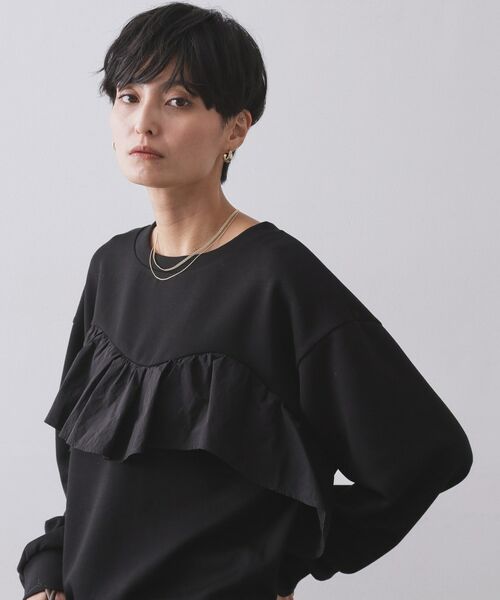 OPAQUE.CLIP / オペーク ドット クリップ カットソー | フリルドッキングトップス【洗濯機OK】(ブラック(019))
