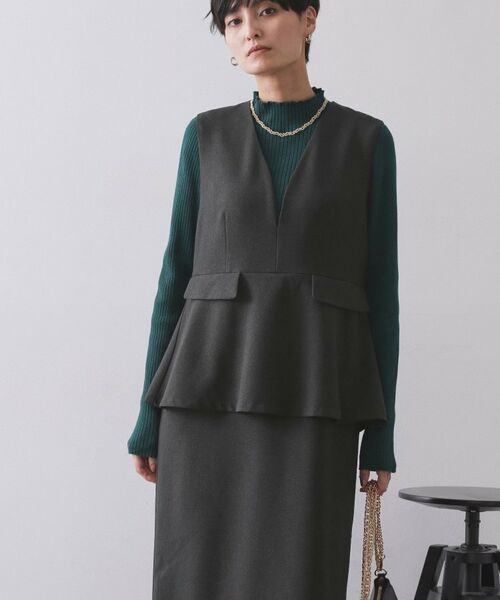 OPAQUE.CLIP / オペーク ドット クリップ ロング・マキシ丈ワンピース | ペプラムデザインジャンドレ【洗濯機OK】 | 詳細1