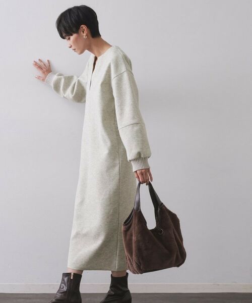 OPAQUE.CLIP / オペーク ドット クリップ ロング・マキシ丈ワンピース | ストレッチメルトンキーネックワンピ【洗濯機OK】 | 詳細1