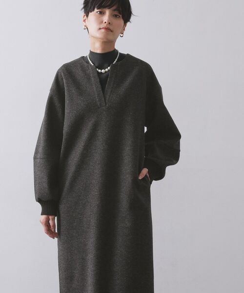 OPAQUE.CLIP / オペーク ドット クリップ ロング・マキシ丈ワンピース | ストレッチメルトンキーネックワンピ【洗濯機OK】 | 詳細5