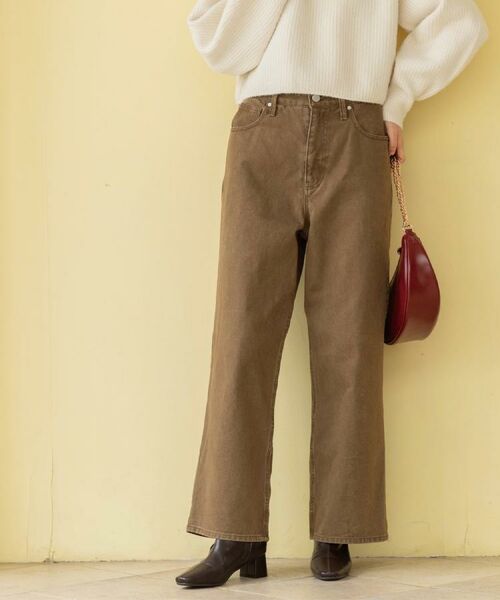 OPAQUE.CLIP / オペーク ドット クリップ パンツ | ヴィンテージカラーワイドストレートパンツ【洗濯機OK】(モカブラウン(042))