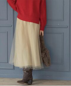 OPAQUE.CLIP / オペーク ドット クリップ ロング・マキシ丈スカート | チュールイージーギャザースカート【洗濯機OK】