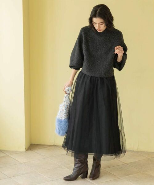 OPAQUE.CLIP / オペーク ドット クリップ ロング・マキシ丈スカート | チュールイージーギャザースカート【洗濯機OK】 | 詳細11