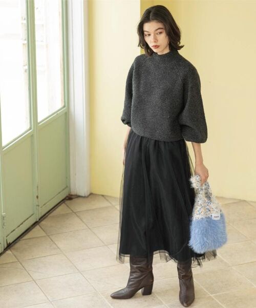 OPAQUE.CLIP / オペーク ドット クリップ ロング・マキシ丈スカート | チュールイージーギャザースカート【洗濯機OK】 | 詳細12