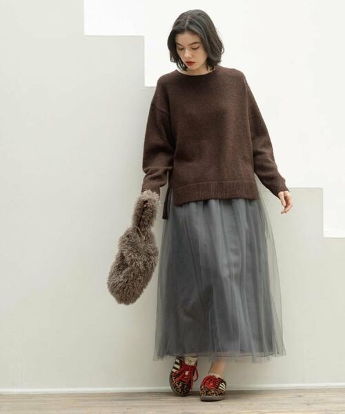 OPAQUE.CLIP / オペーク ドット クリップ ロング・マキシ丈スカート | チュールイージーギャザースカート【洗濯機OK】 | 詳細6