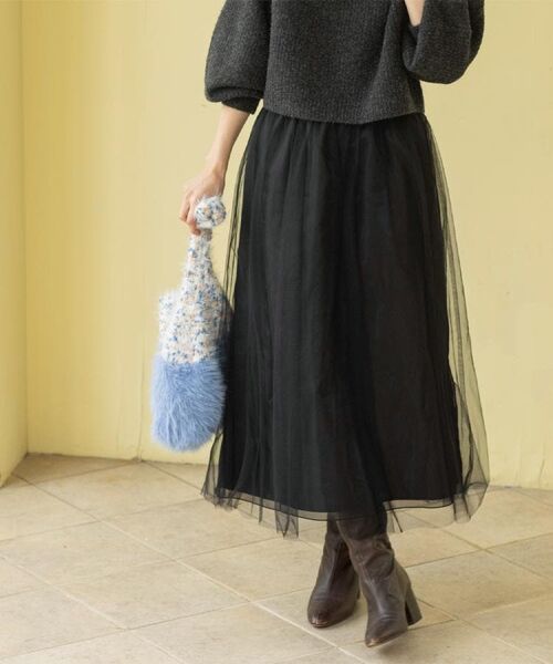 OPAQUE.CLIP / オペーク ドット クリップ ロング・マキシ丈スカート | チュールイージーギャザースカート【洗濯機OK】 | 詳細9