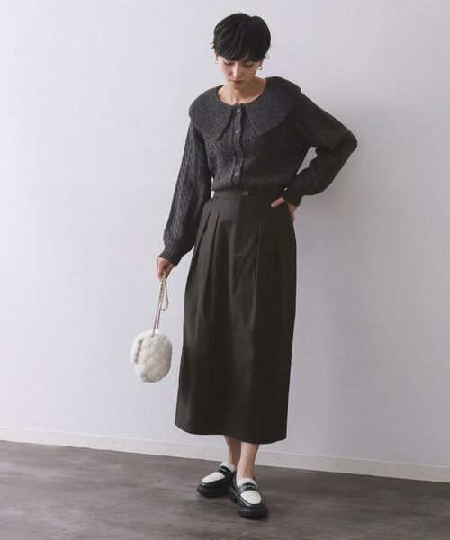 OPAQUE.CLIP / オペーク ドット クリップ ロング・マキシ丈スカート | ストレッチタックナロースカート【洗濯機OK】 | 詳細2