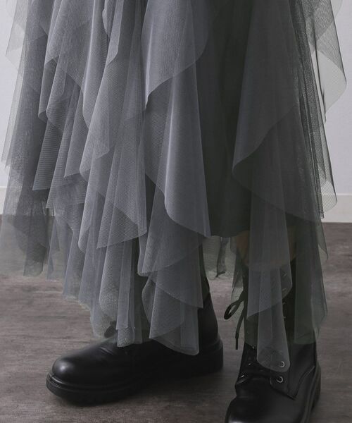 OPAQUE.CLIP / オペーク ドット クリップ ロング・マキシ丈スカート | ラッフルチュールイージースカート【洗濯機OK】 | 詳細14