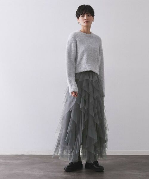 OPAQUE.CLIP / オペーク ドット クリップ ロング・マキシ丈スカート | ラッフルチュールイージースカート【洗濯機OK】 | 詳細6