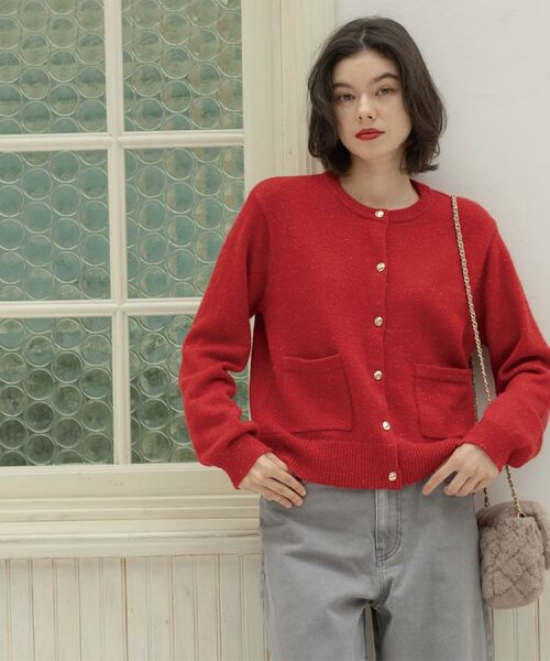 OPAQUE.CLIP / オペーク ドット クリップ カーディガン・ボレロ | 金ボタンラメニットカーディガン【洗濯機OK】 | 詳細16