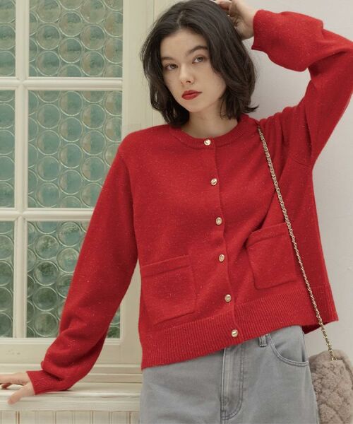 OPAQUE.CLIP / オペーク ドット クリップ カーディガン・ボレロ | 金ボタンラメニットカーディガン【洗濯機OK】 | 詳細17