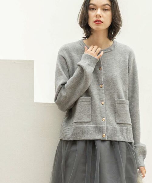 OPAQUE.CLIP / オペーク ドット クリップ カーディガン・ボレロ | 金ボタンラメニットカーディガン【洗濯機OK】 | 詳細9
