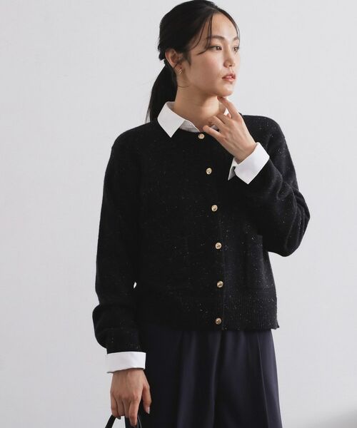 OPAQUE. CLIP/オペーク ドット クリップ 金ボタンラメニットカーディガン【洗濯機OK】 ブラック(019) 42(LL) OPAQUE. CLIP/オペーク ドット クリップ 金ボタンラメニットカーディガン【洗濯機OK】 ブラック(019) 42(LL)