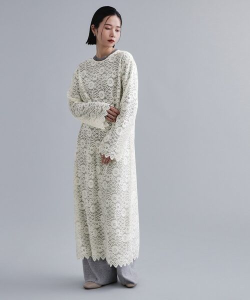 OPAQUE.CLIP / オペーク ドット クリップ ロング・マキシ丈ワンピース | 【es】フロッキーレースロングドレス | 詳細1