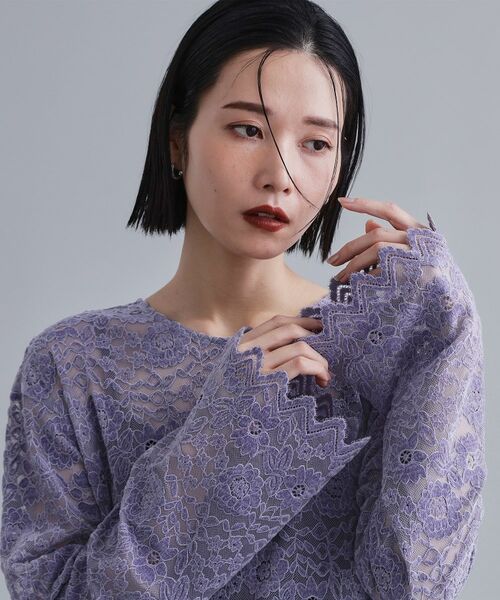 OPAQUE.CLIP / オペーク ドット クリップ ロング・マキシ丈ワンピース | 【es】フロッキーレースロングドレス | 詳細5