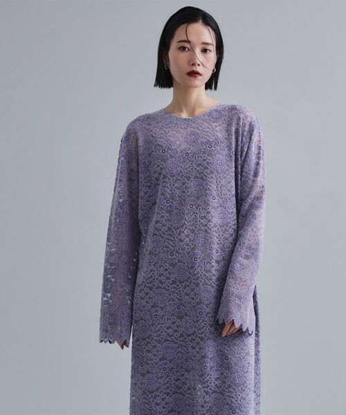 OPAQUE.CLIP / オペーク ドット クリップ ロング・マキシ丈ワンピース | 【es】フロッキーレースロングドレス | 詳細6