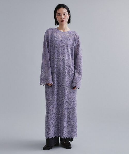 OPAQUE.CLIP / オペーク ドット クリップ ロング・マキシ丈ワンピース | 【es】フロッキーレースロングドレス | 詳細9