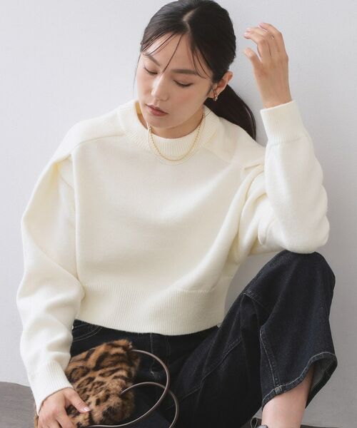 OPAQUE.CLIP / オペーク ドット クリップ ニット・セーター | ショルダータックショートニット【洗濯機OK】 | 詳細1