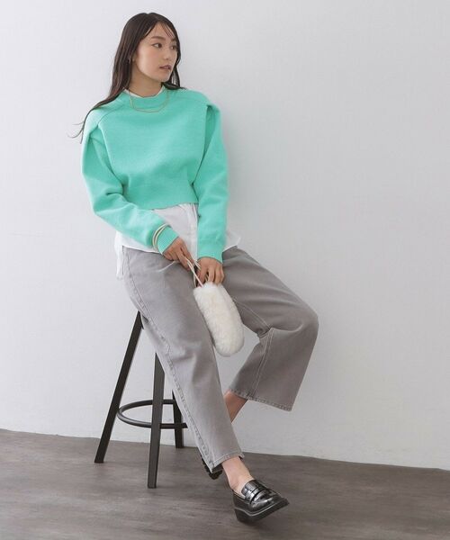 OPAQUE.CLIP / オペーク ドット クリップ ニット・セーター | ショルダータックショートニット【洗濯機OK】 | 詳細11